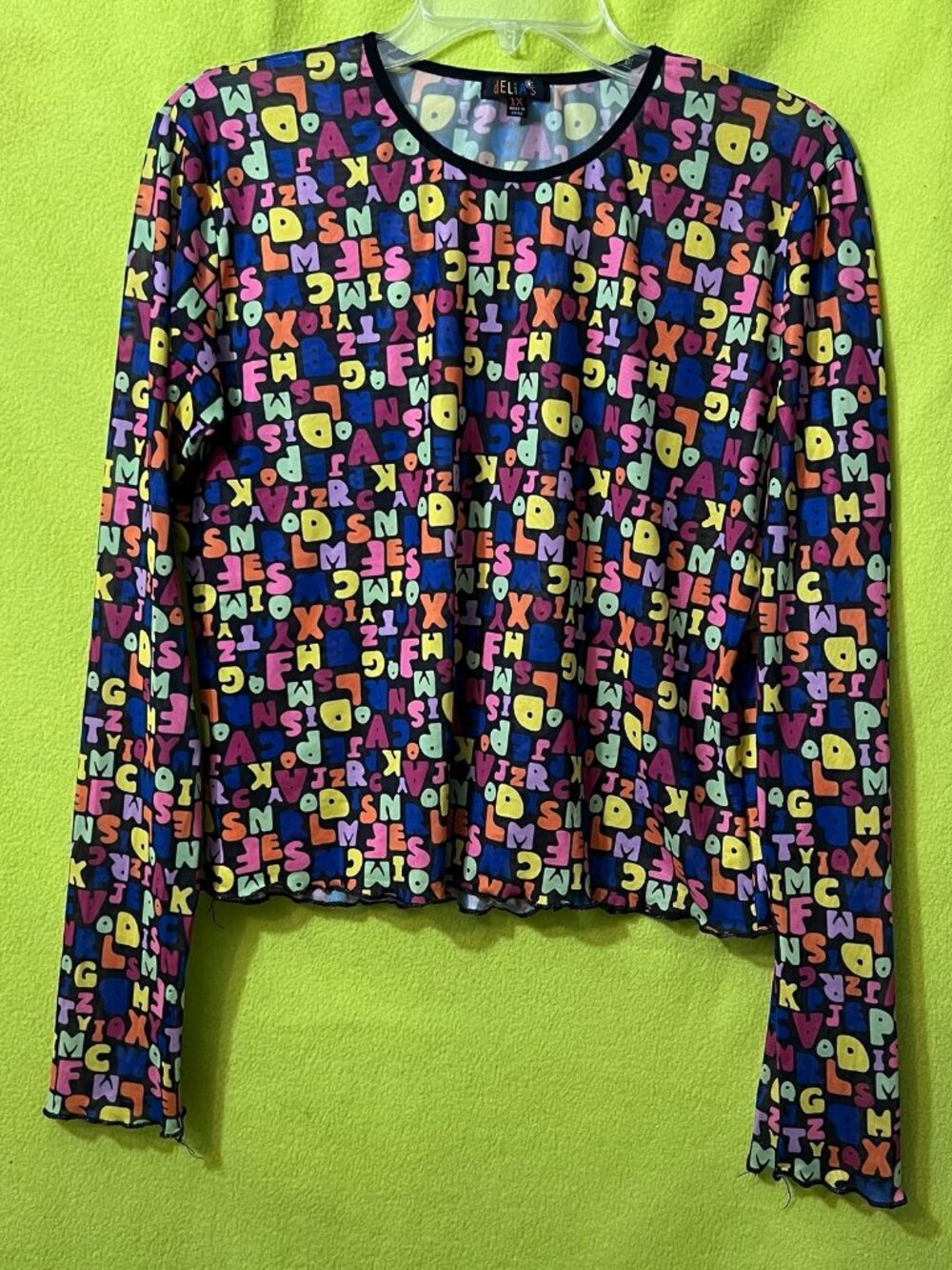 Dolls Kill Delia’s Plus Hooked on You Scallop Rainbow Semi Sheer Mesh Top 1x